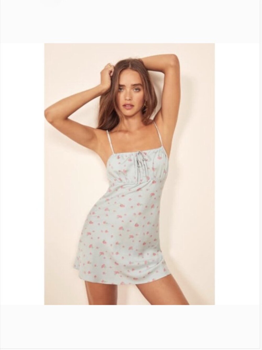 Reformation Rebekah Mini Dress XL Tina Floral Blue Pink Straps Neck Ties
